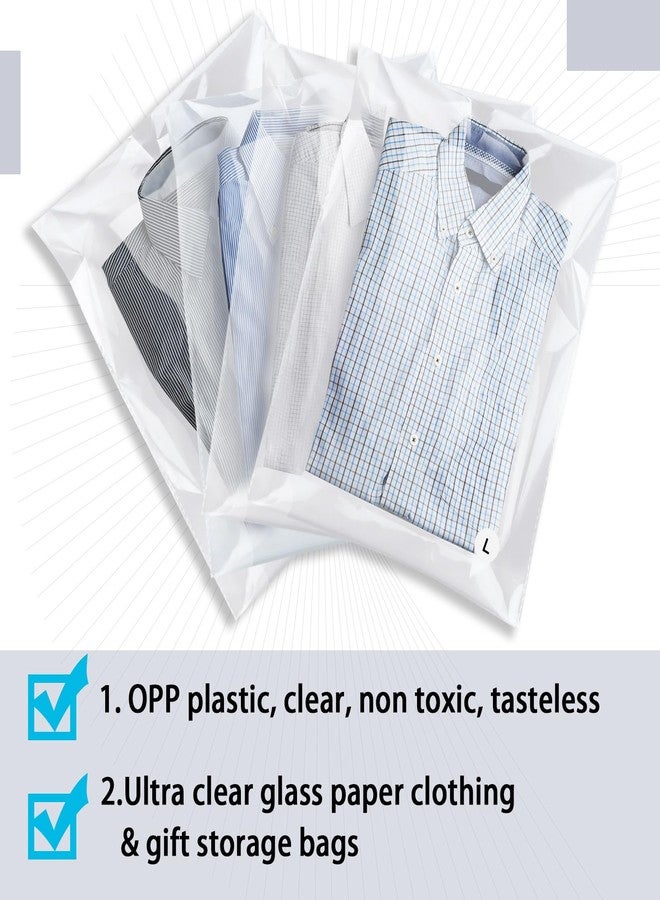 PerKoop 400 Pcs 10"x13" Plastic Clear T Shirt Bags with 1400 Pcs Clothing Size Stickers Cellophane Self Adhesive Clear T Shirt Bags for Packaging Resealable Clothing Package for Jeans Small Business - Image 4